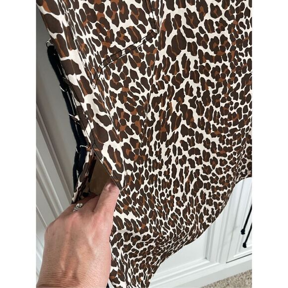 Tory Burch Reva Leopard Print Cotton‎ Poplin Shirtdress size 14 - Picture 7 of 10